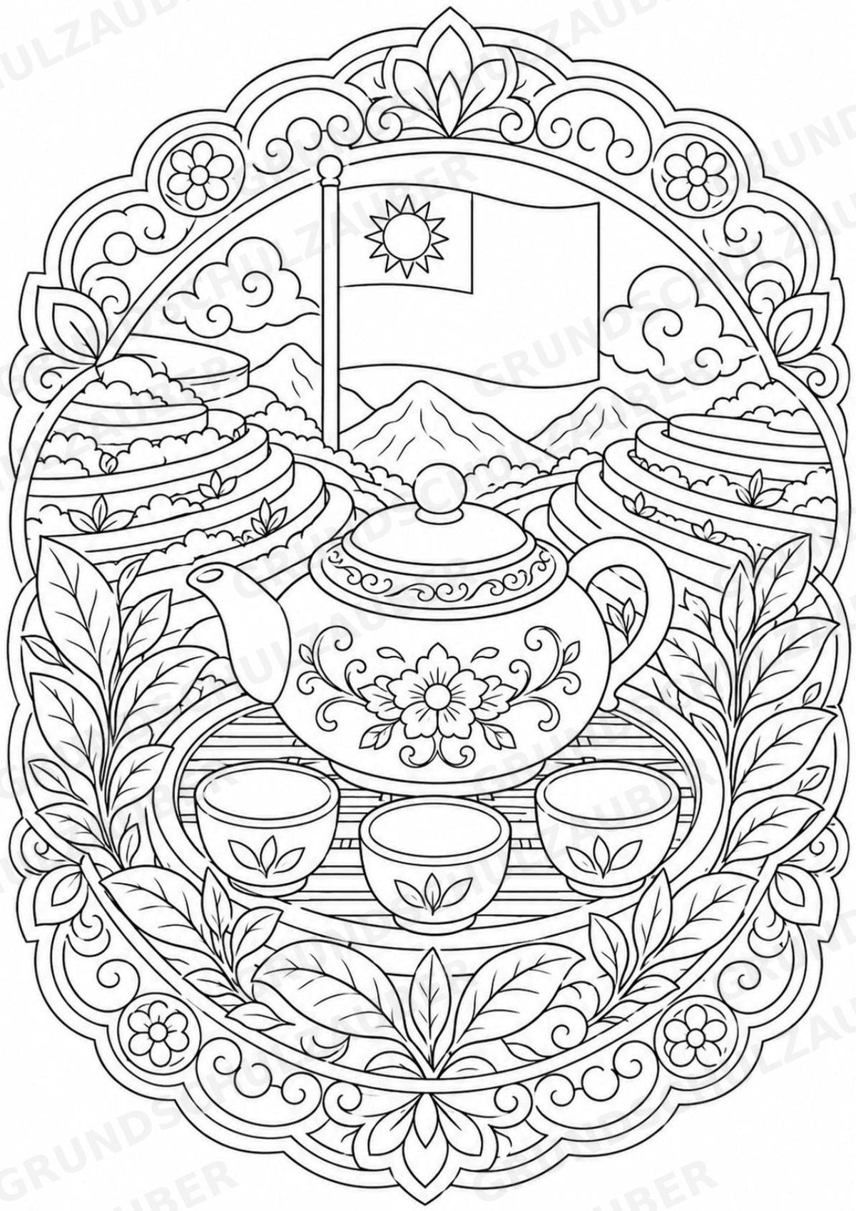 Taiwan Mandalas Ausmalbilder – Länder und Kulturen – 15 Malvorlagen – Materialseite 9