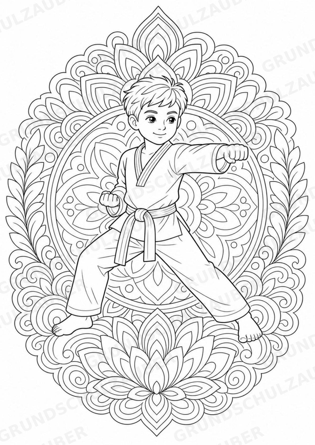 Taekwondo Mandalas Ausmalbilder – Sport – 15 Malvorlagen – Materialseite 8