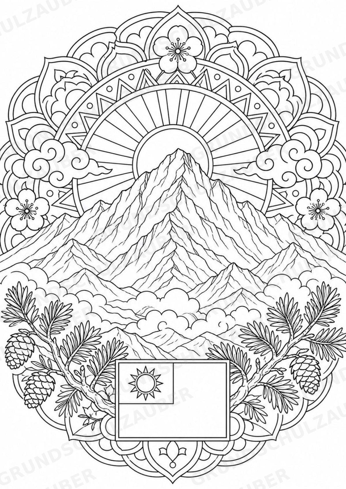 Taiwan Mandalas Ausmalbilder – Länder und Kulturen – 15 Malvorlagen – Materialseite 12
