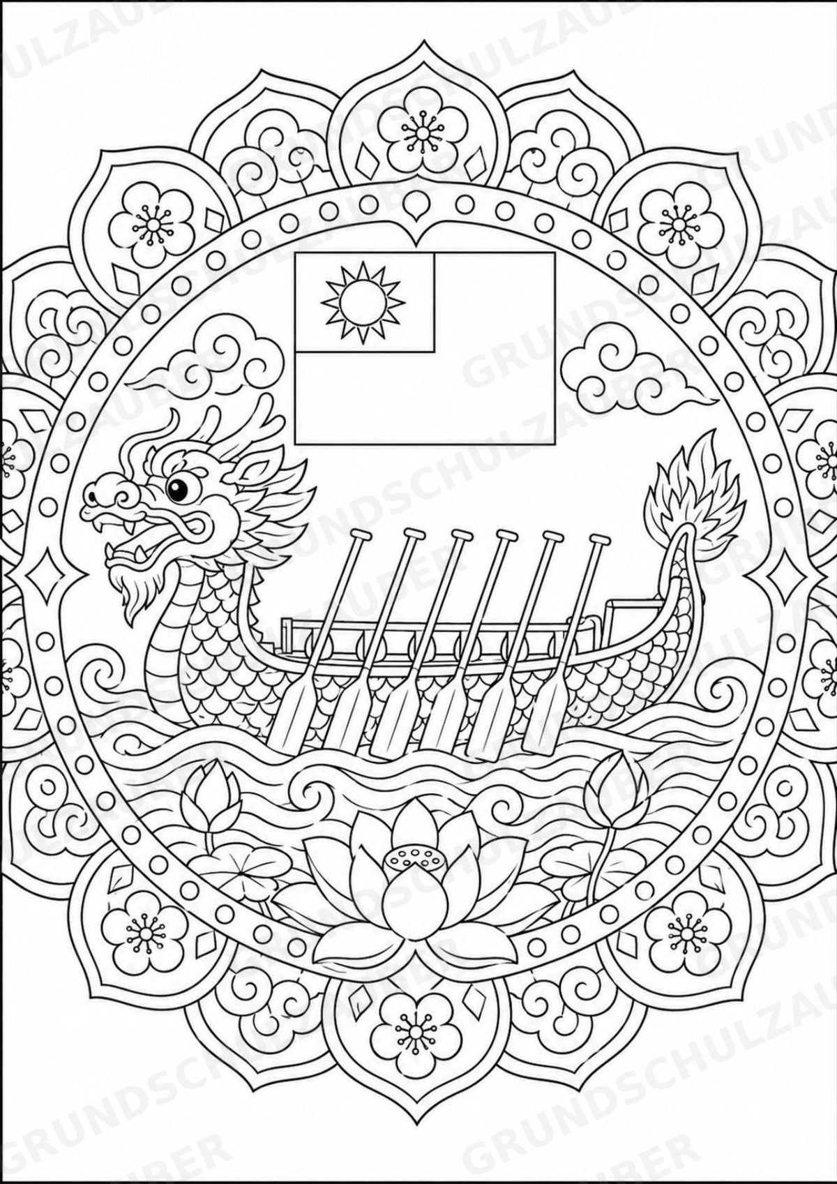 Taiwan Mandalas Ausmalbilder – Länder und Kulturen – 15 Malvorlagen – Materialseite 13