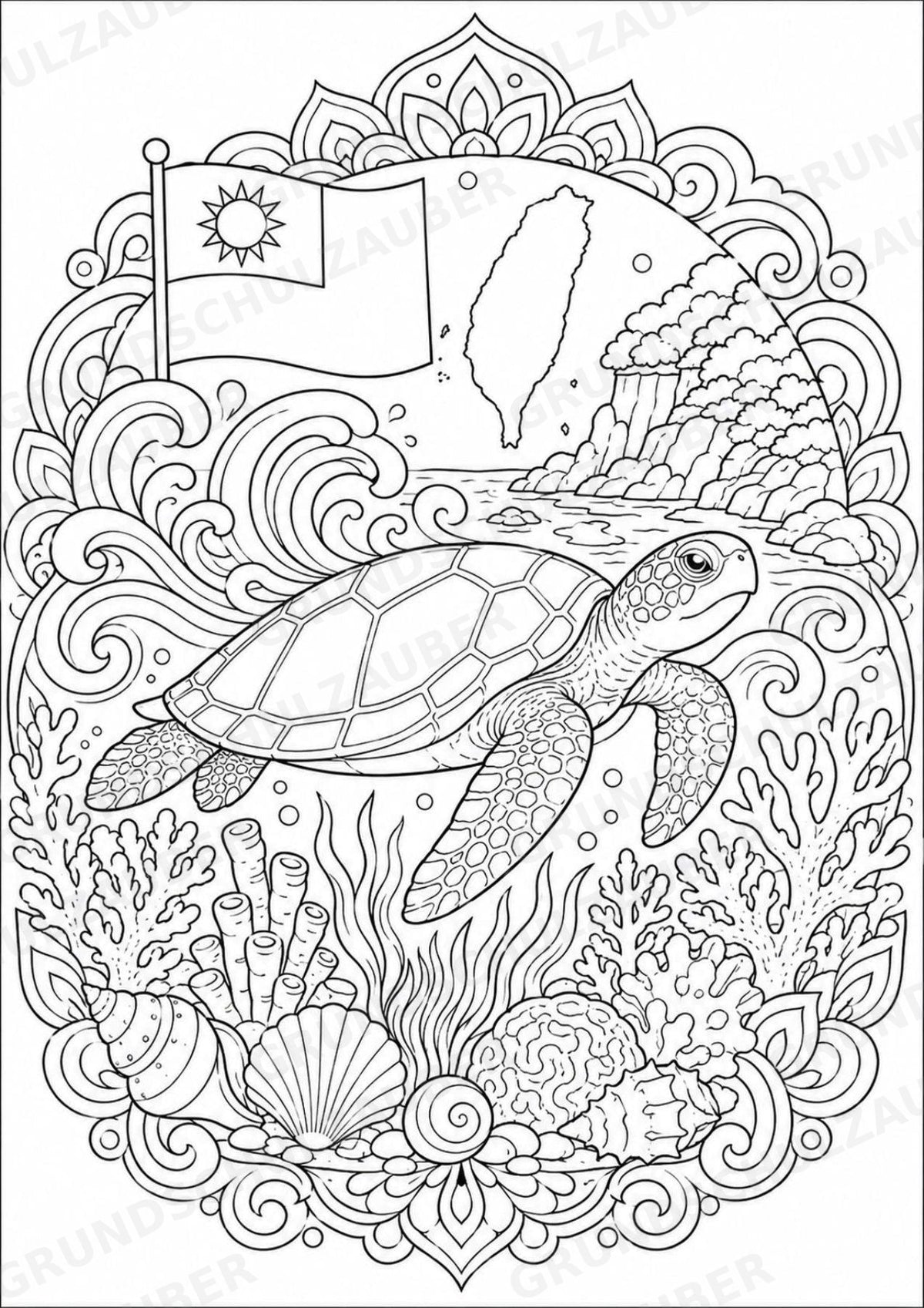 Taiwan Mandalas Ausmalbilder – Länder und Kulturen – 15 Malvorlagen – Materialseite 15