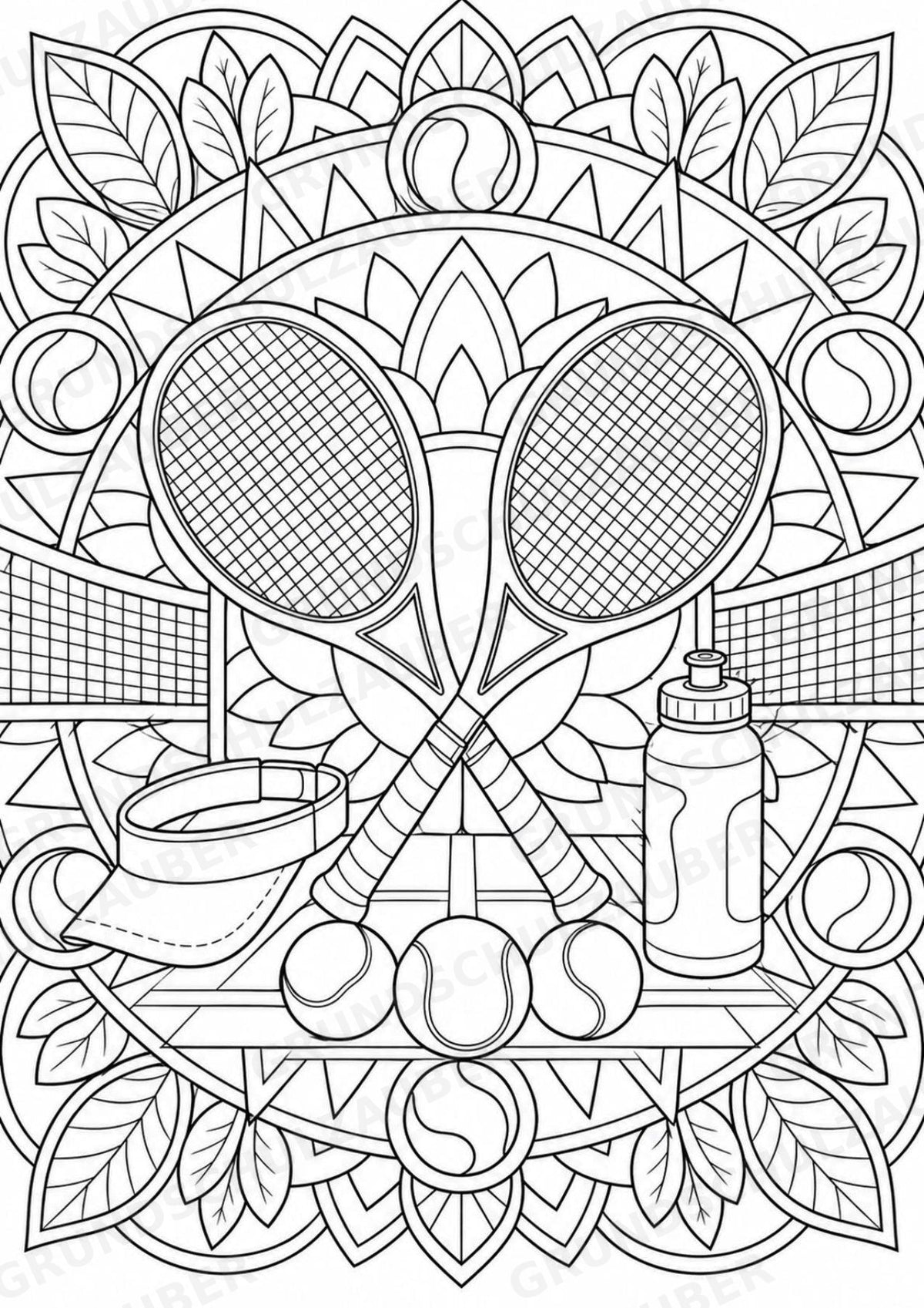 Tennis Mandalas Ausmalbilder – Sport – 15 Malvorlagen – Materialseite 3