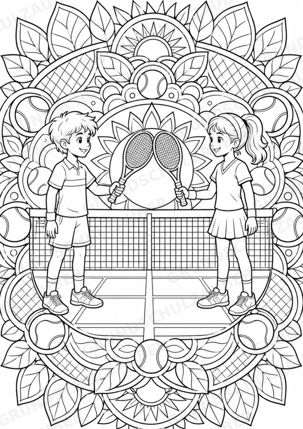 Tennis Mandalas Ausmalbilder – Sport – 15 Malvorlagen – Materialseite 5
