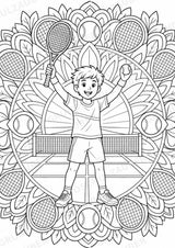 Tennis Mandalas Ausmalbilder – Sport – 15 Malvorlagen – Materialseite 7