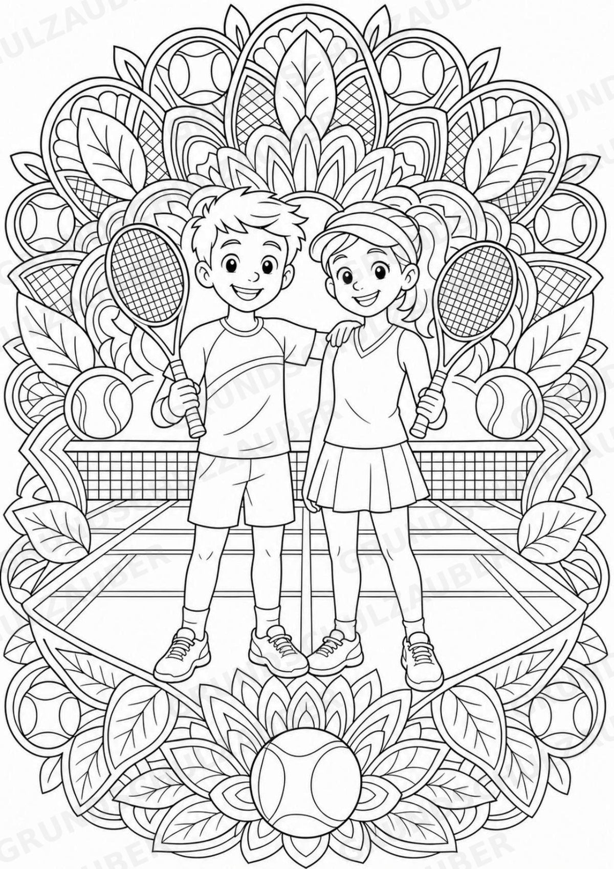 Tennis Mandalas Ausmalbilder – Sport – 15 Malvorlagen – Materialseite 9