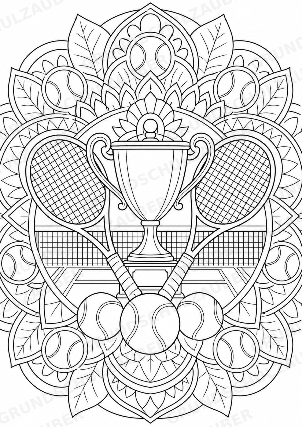 Tennis Mandalas Ausmalbilder – Sport – 15 Malvorlagen – Materialseite 10