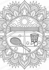 Tennis Mandalas Ausmalbilder – Sport – 15 Malvorlagen – Materialseite 14