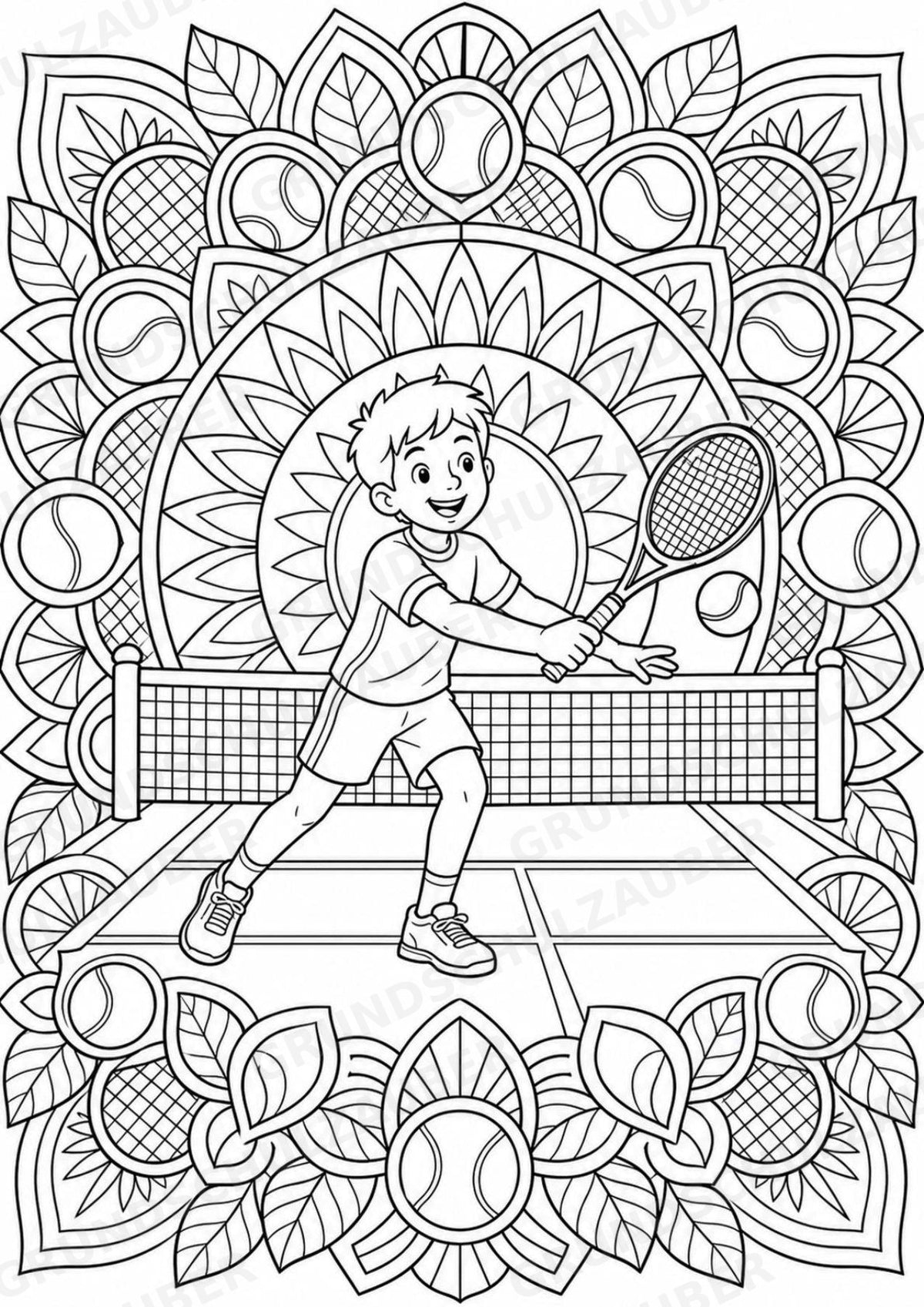 Tennis Mandalas Ausmalbilder – Sport – 15 Malvorlagen – Materialseite 15
