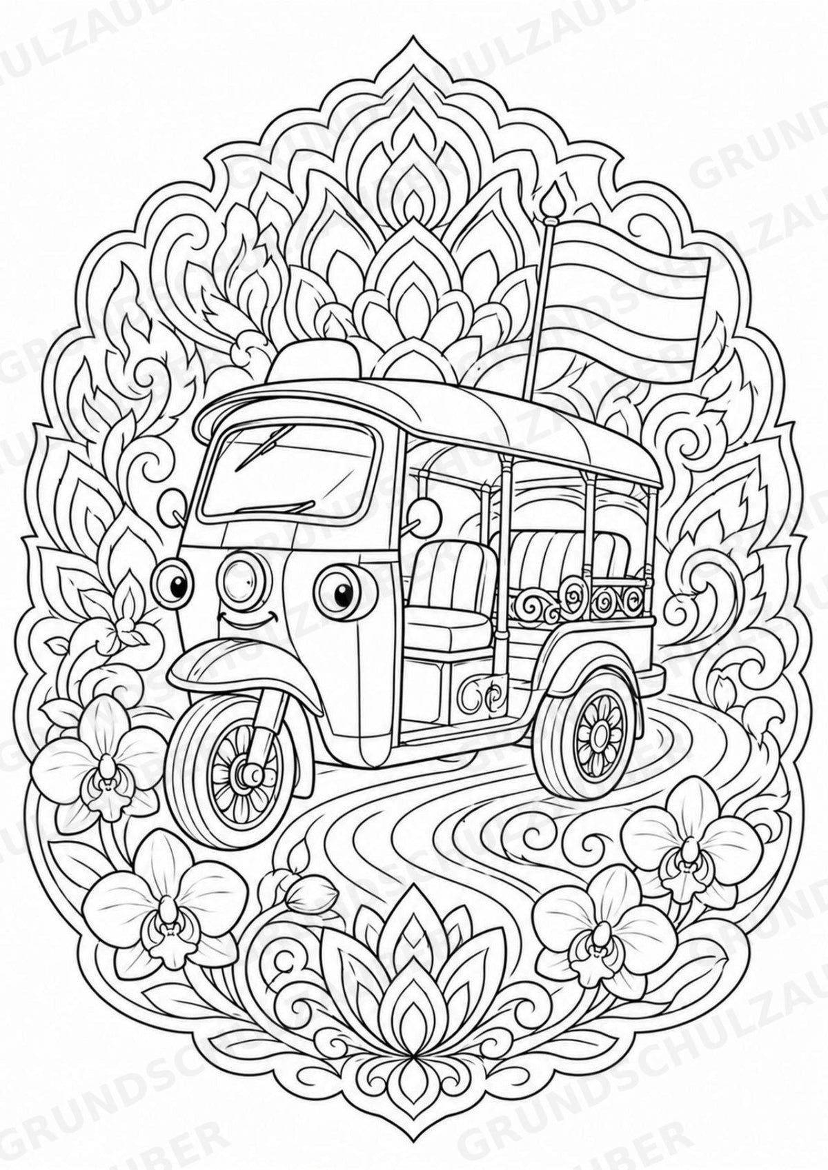Thailand Mandalas Ausmalbilder – Länder und Kulturen – 15 Malvorlagen – Materialseite 6