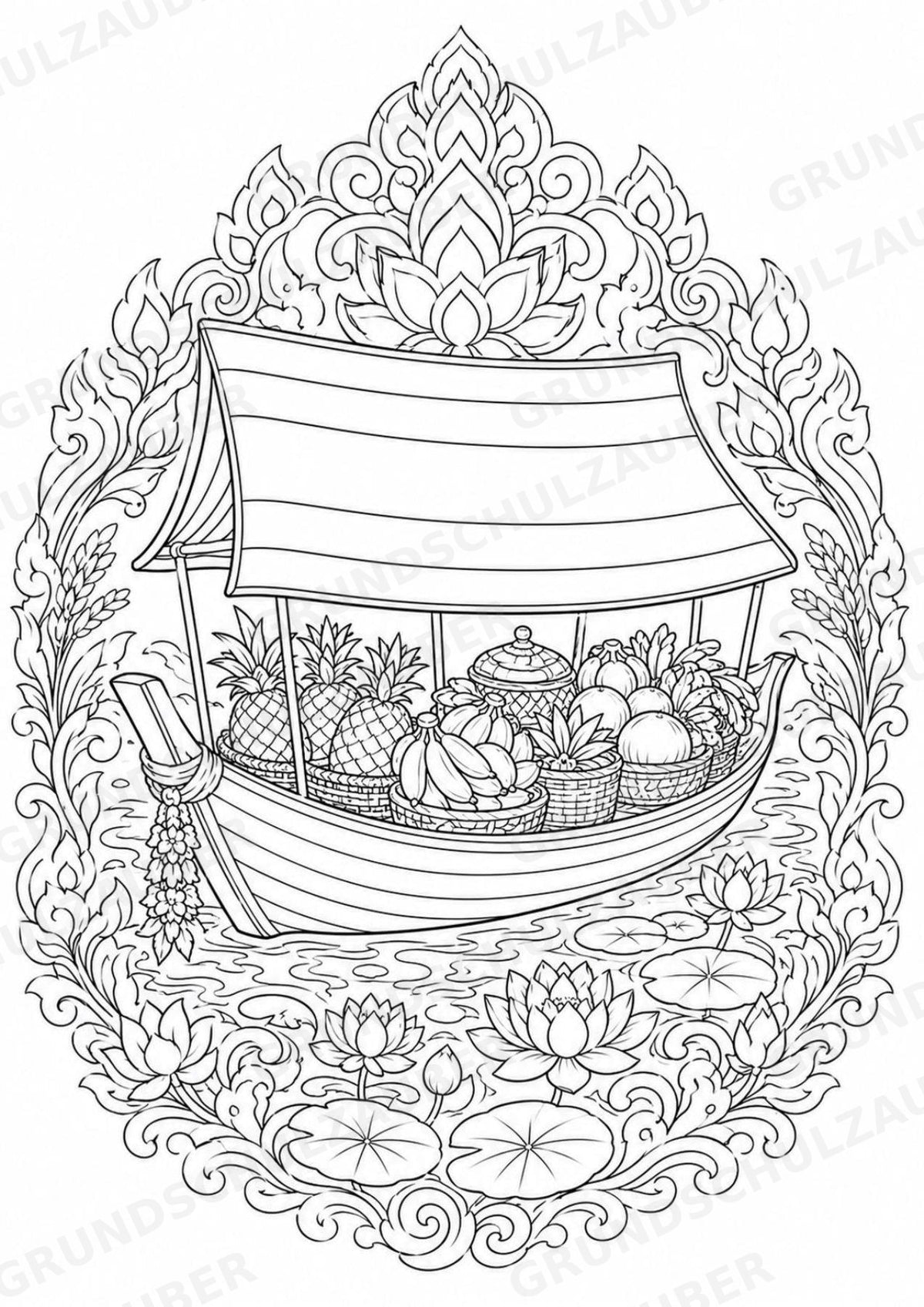 Thailand Mandalas Ausmalbilder – Länder und Kulturen – 15 Malvorlagen – Materialseite 10