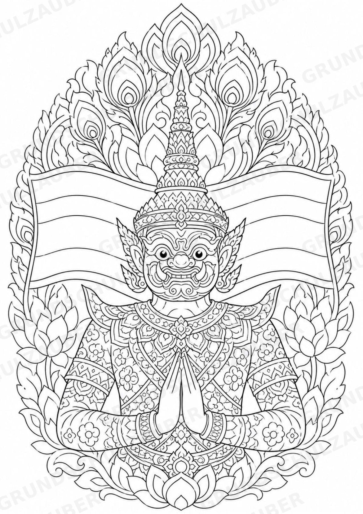 Thailand Mandalas Ausmalbilder – Länder und Kulturen – 15 Malvorlagen – Materialseite 13