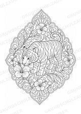 Tiger Mandalas Ausmalbilder – Tiere – 15 Malvorlagen – Materialseite 8