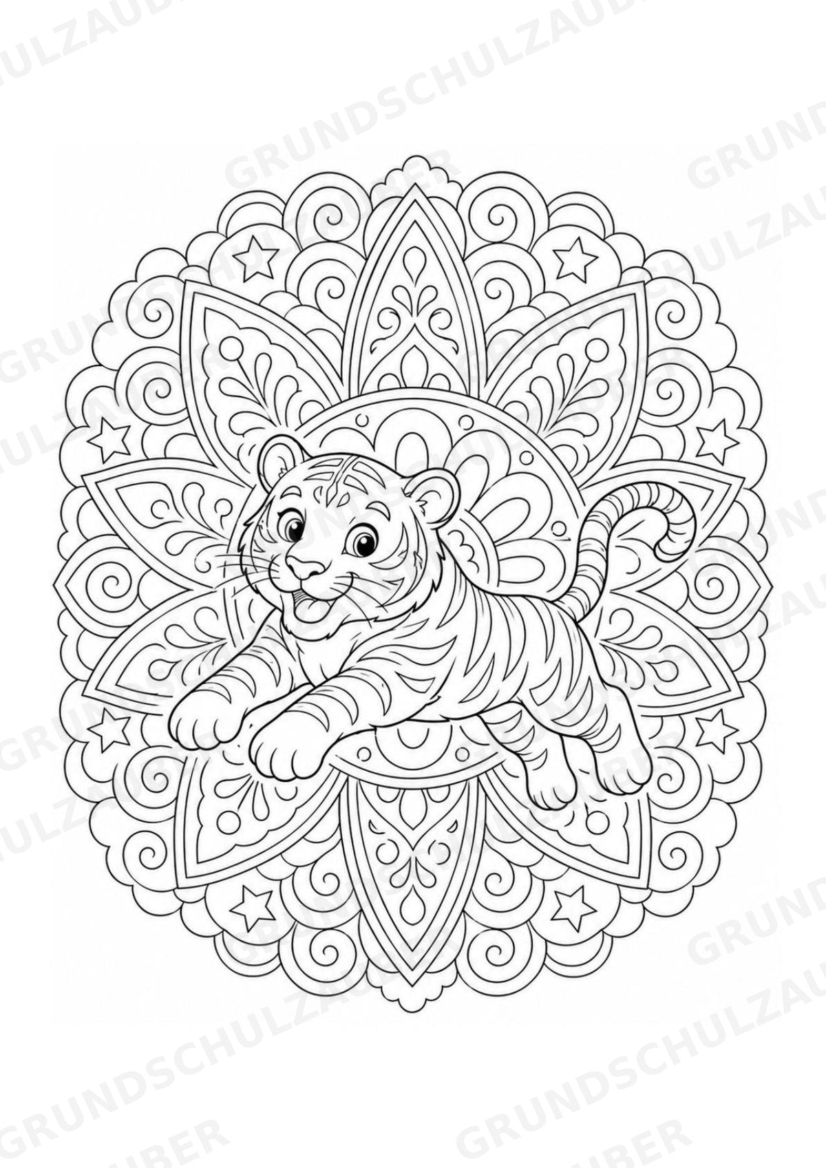 Tiger Mandalas Ausmalbilder – Tiere – 15 Malvorlagen – Materialseite 9