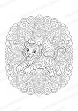 Tiger Mandalas Ausmalbilder – Tiere – 15 Malvorlagen – Materialseite 9