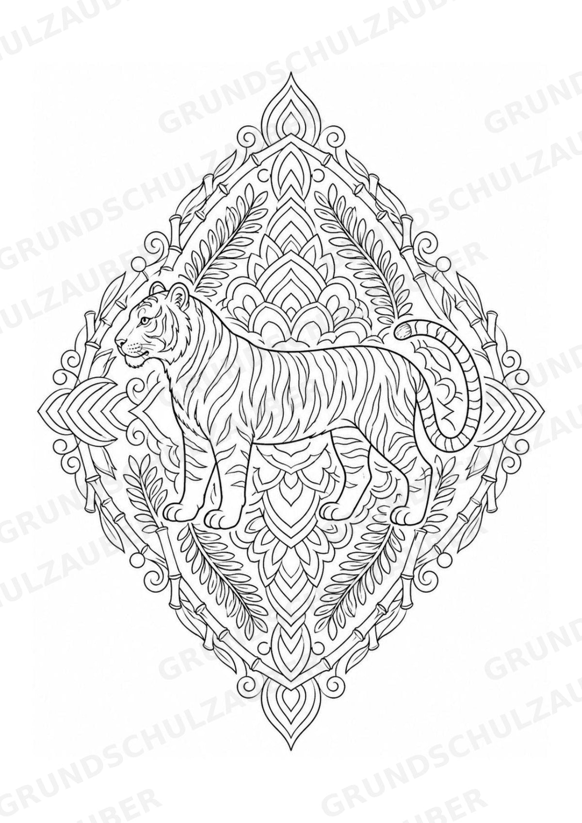 Tiger Mandalas Ausmalbilder – Tiere – 15 Malvorlagen – Materialseite 12