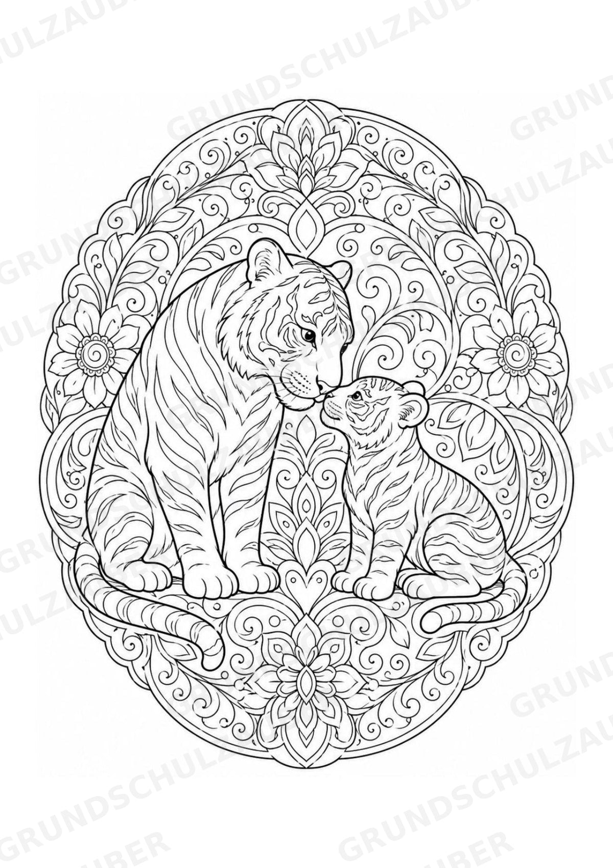 Tiger Mandalas Ausmalbilder – Tiere – 15 Malvorlagen – Materialseite 14