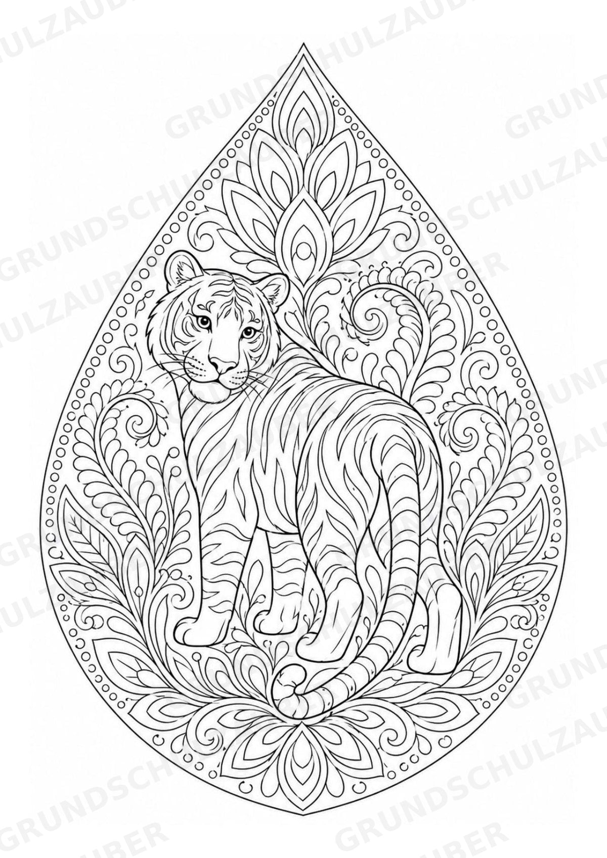 Tiger Mandalas Ausmalbilder – Tiere – 15 Malvorlagen – Materialseite 15