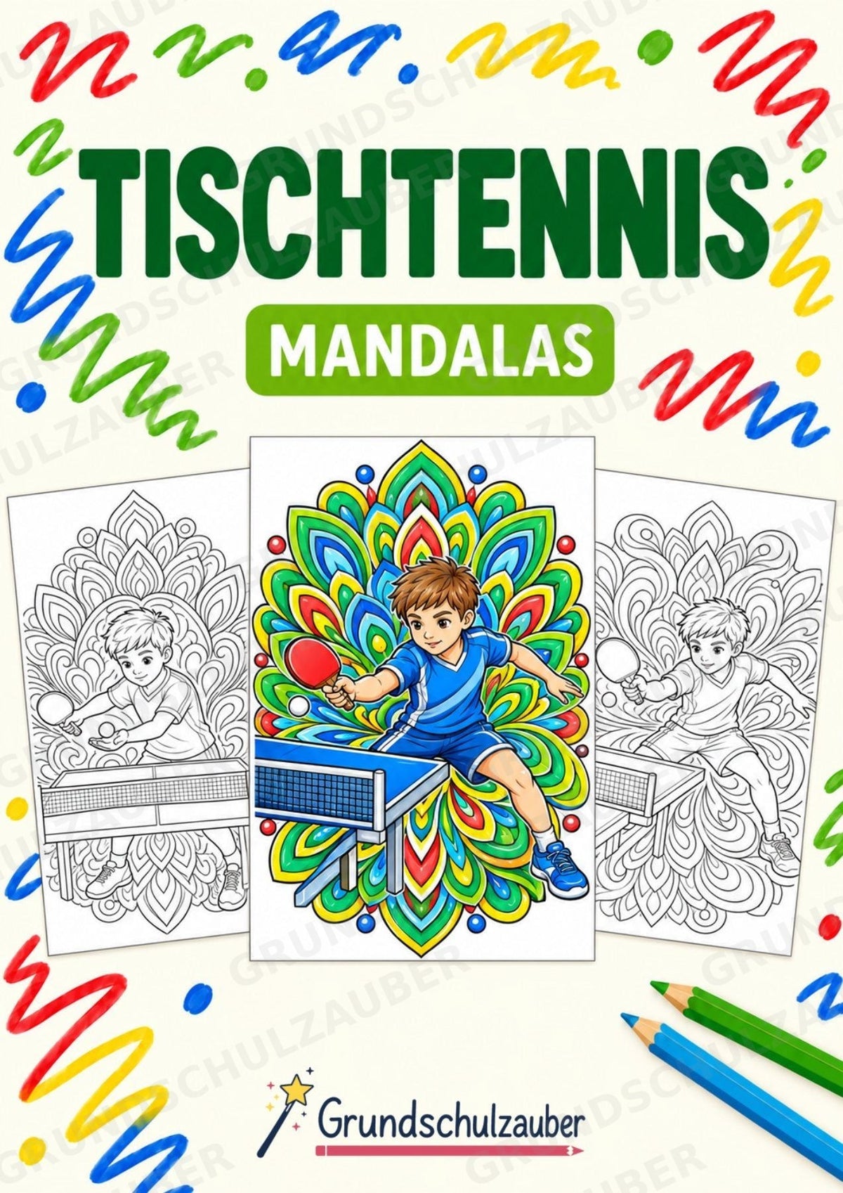 Tischtennis Mandalas Ausmalbilder – Sport – 15 Malvorlagen – Cover