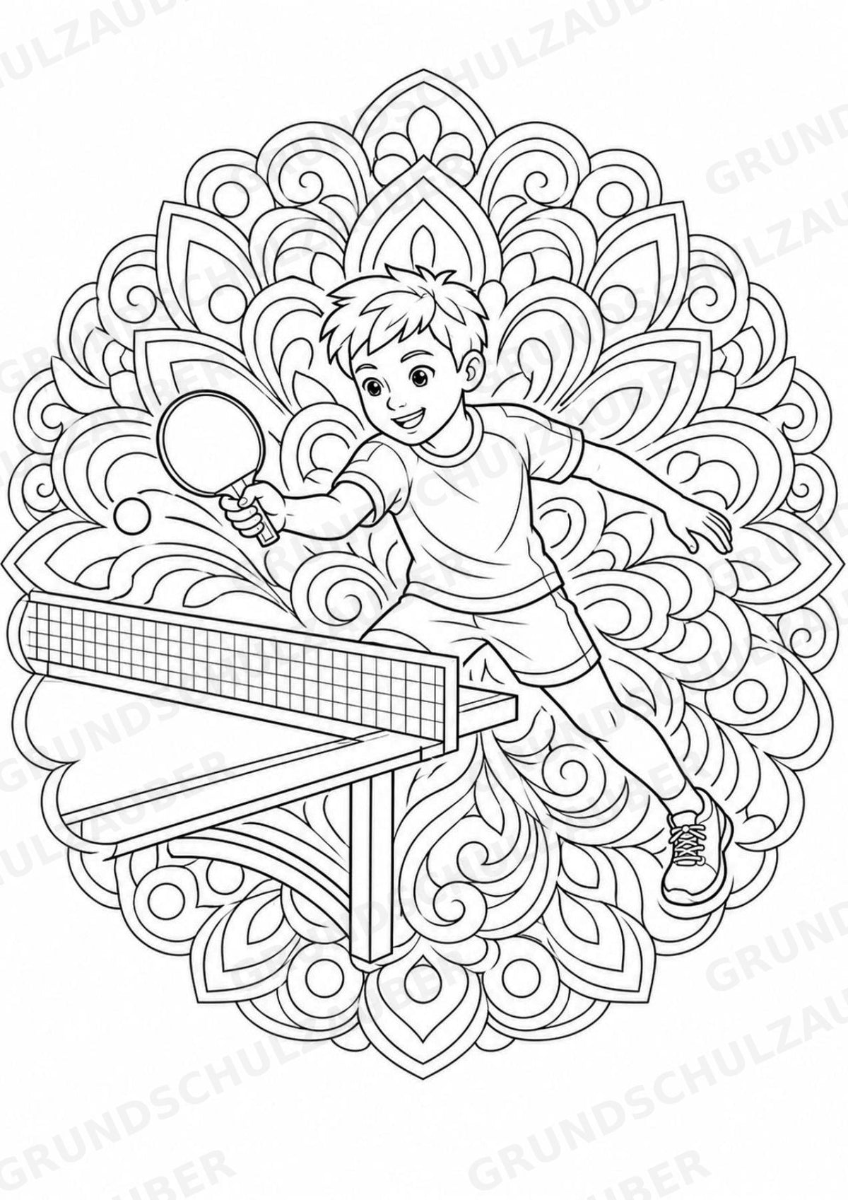 Tischtennis Mandalas Ausmalbilder – Sport – 15 Malvorlagen – Materialseite 2