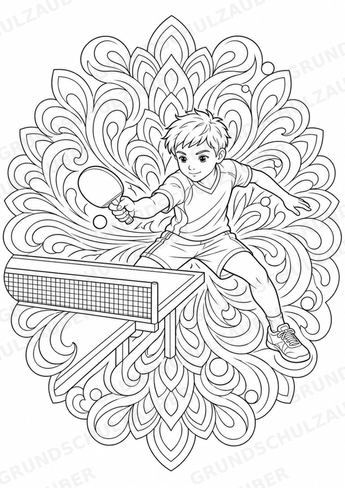 Tischtennis Mandalas Ausmalbilder – Sport – 15 Malvorlagen – Materialseite 5