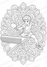 Tischtennis Mandalas Ausmalbilder – Sport – 15 Malvorlagen – Materialseite 5