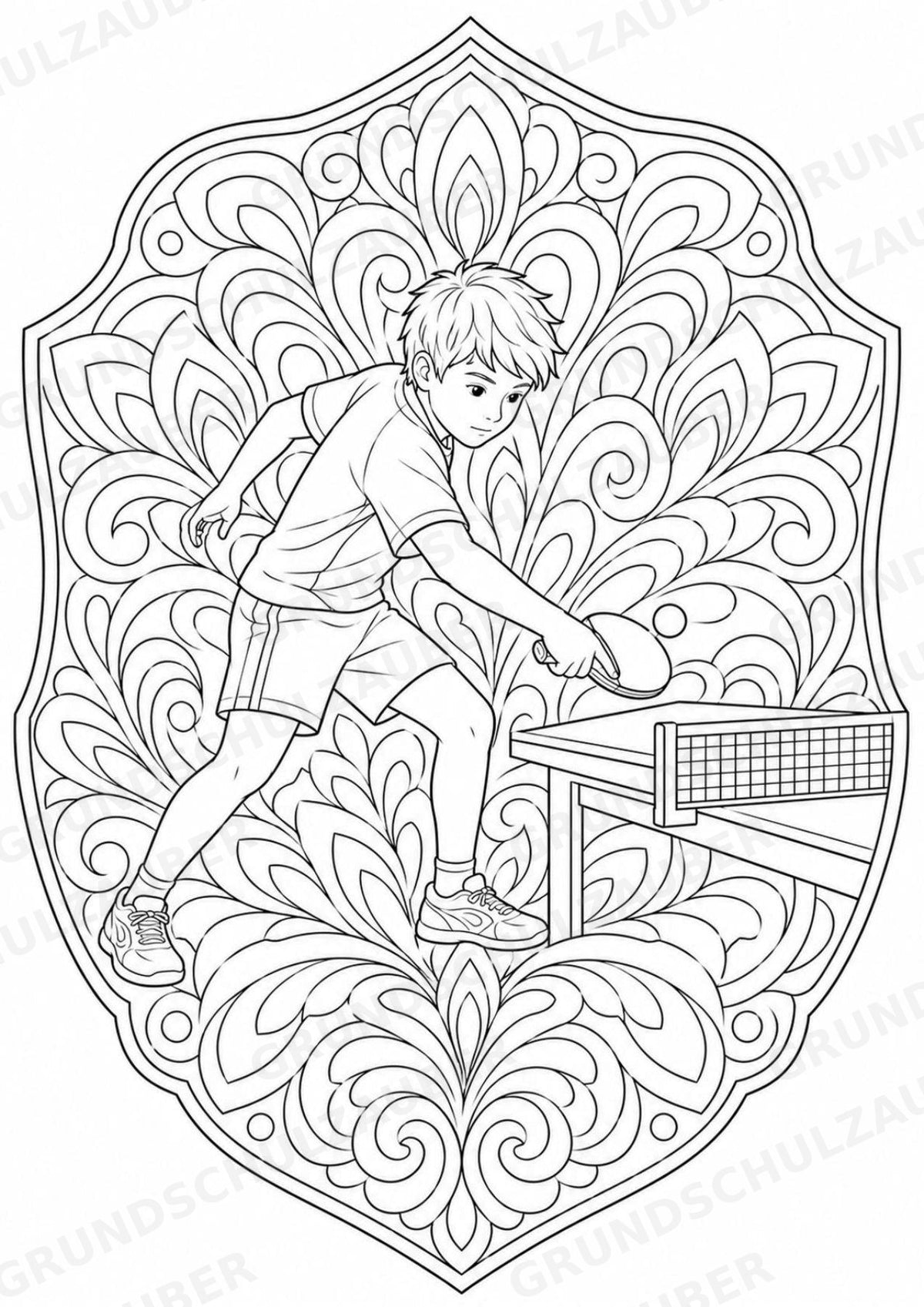 Tischtennis Mandalas Ausmalbilder – Sport – 15 Malvorlagen – Materialseite 6