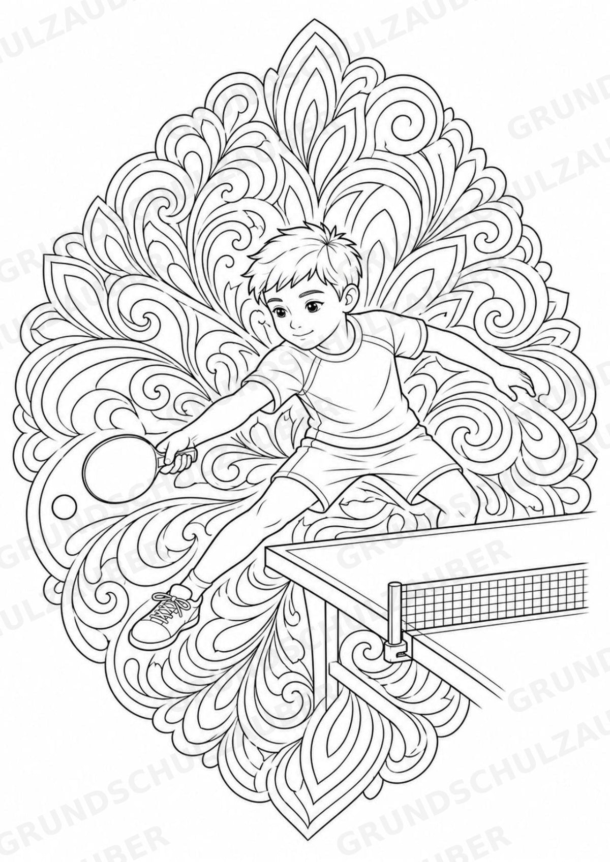 Tischtennis Mandalas Ausmalbilder – Sport – 15 Malvorlagen – Materialseite 8