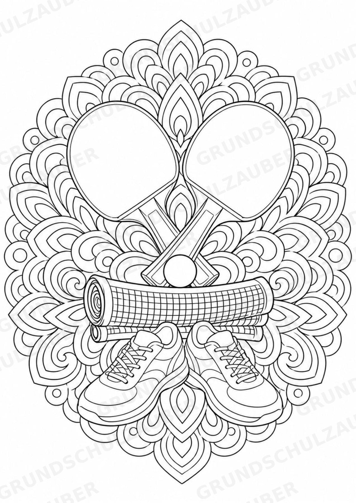 Tischtennis Mandalas Ausmalbilder – Sport – 15 Malvorlagen – Materialseite 9