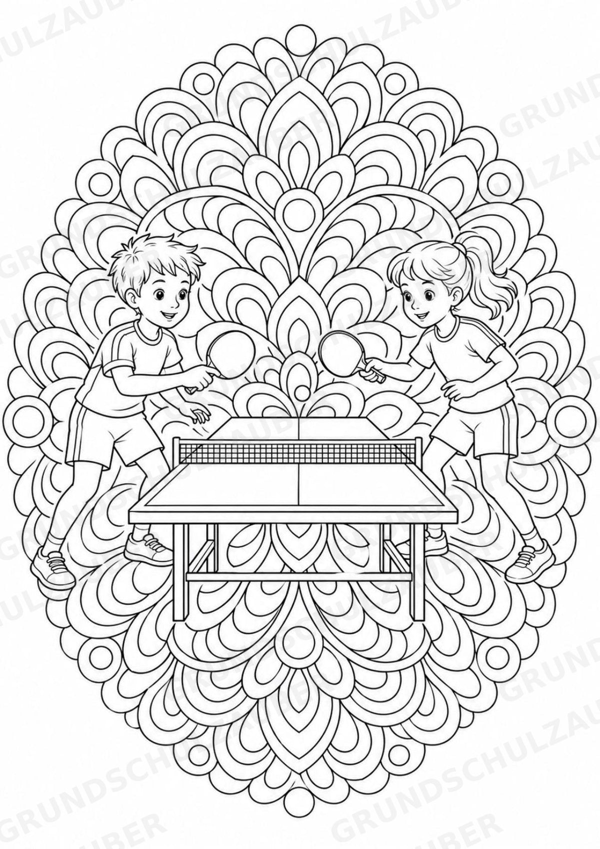 Tischtennis Mandalas Ausmalbilder – Sport – 15 Malvorlagen – Materialseite 10