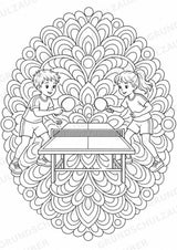 Tischtennis Mandalas Ausmalbilder – Sport – 15 Malvorlagen – Materialseite 10