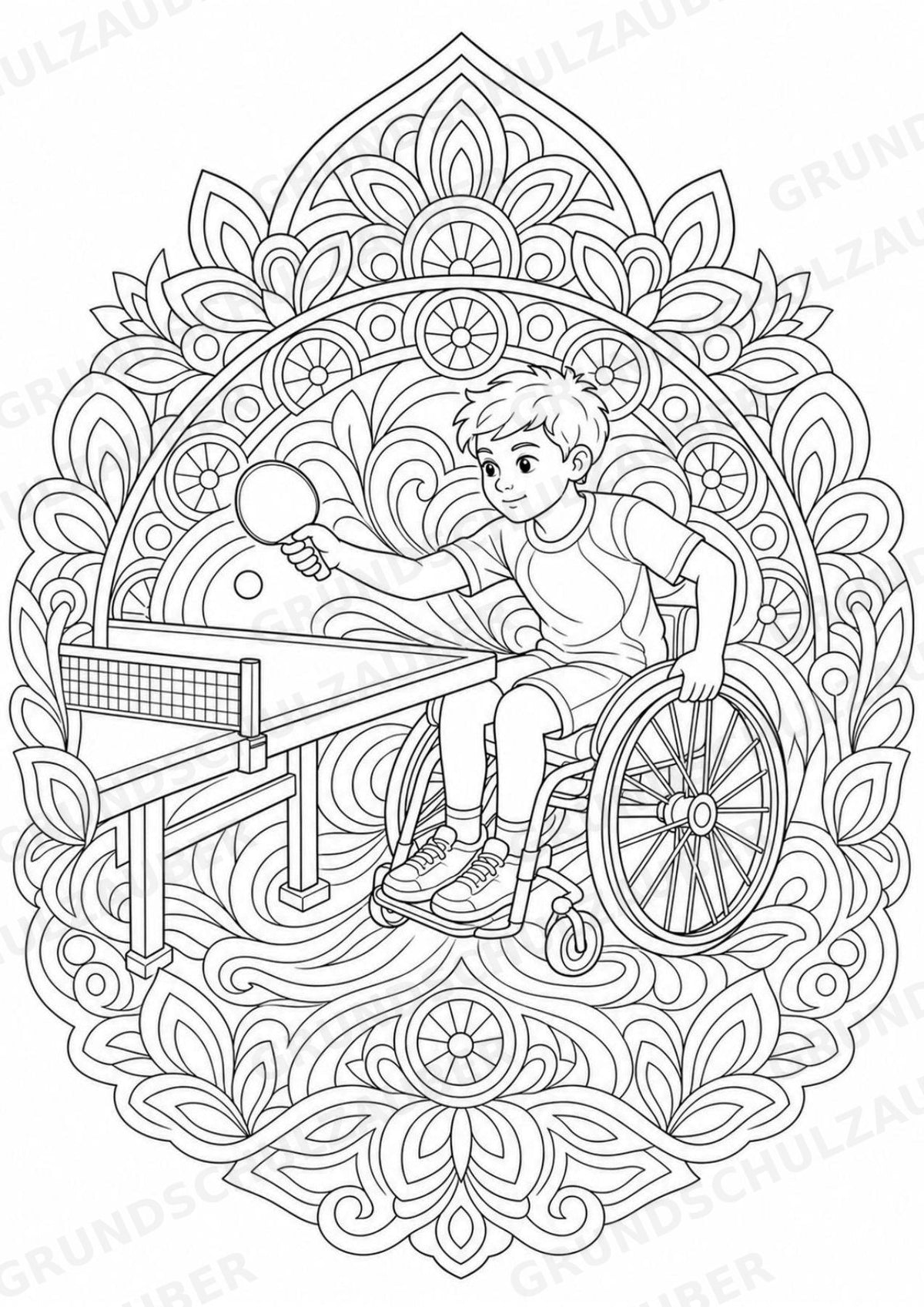 Tischtennis Mandalas Ausmalbilder – Sport – 15 Malvorlagen – Materialseite 11