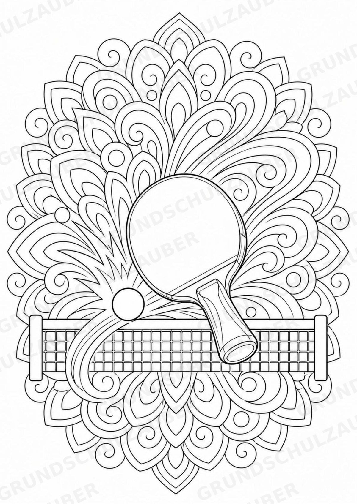 Tischtennis Mandalas Ausmalbilder – Sport – 15 Malvorlagen – Materialseite 12