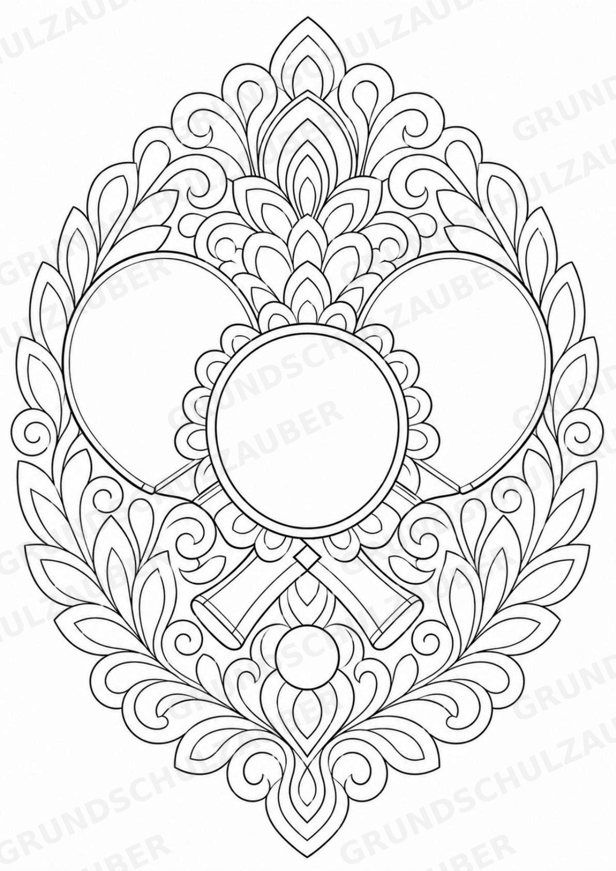 Tischtennis Mandalas Ausmalbilder – Sport – 15 Malvorlagen – Materialseite 14