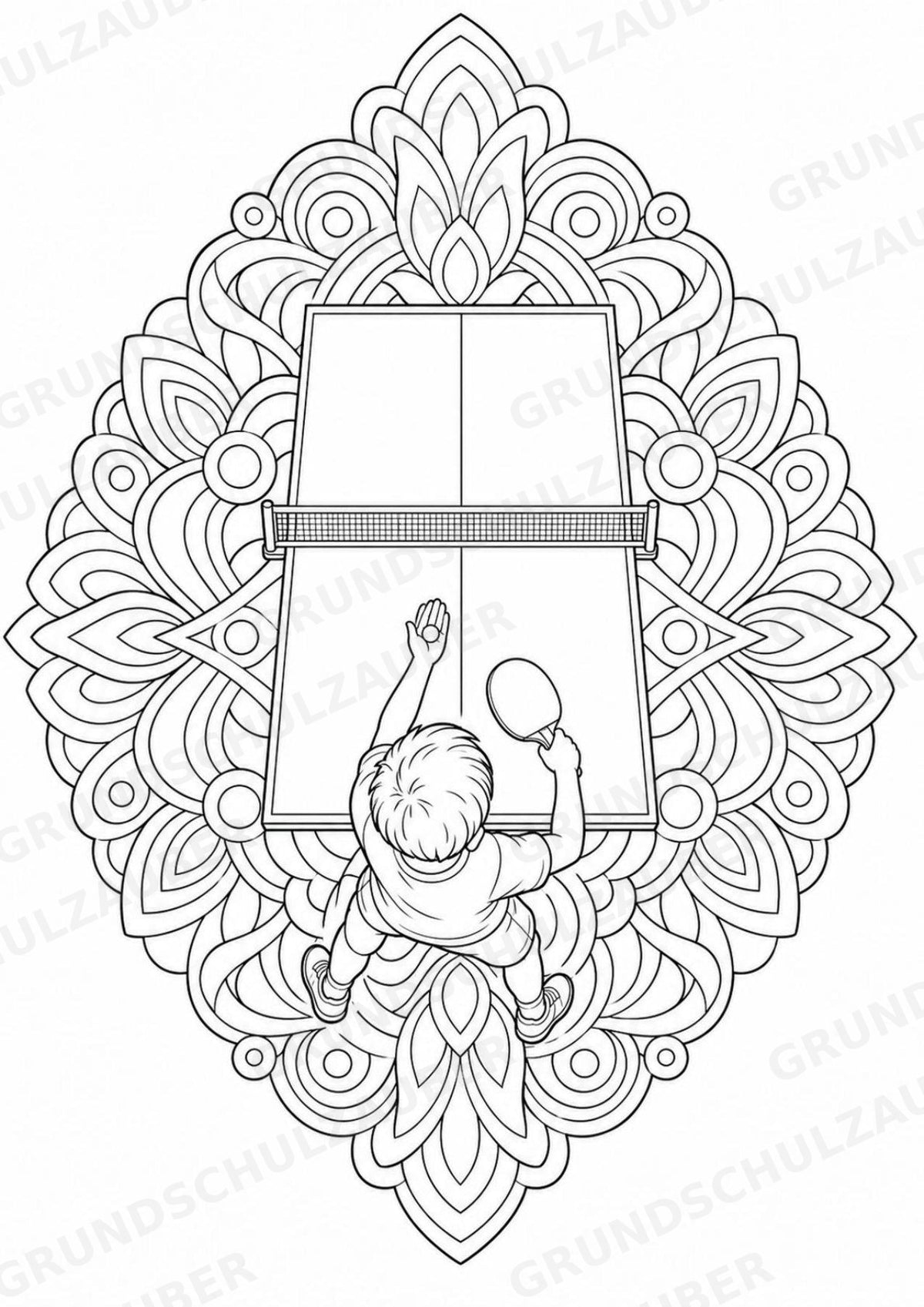 Tischtennis Mandalas Ausmalbilder – Sport – 15 Malvorlagen – Materialseite 15
