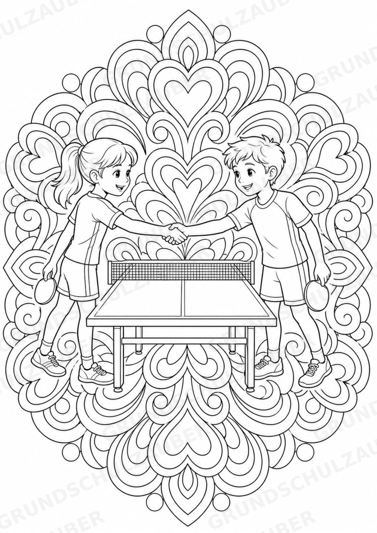 Tischtennis Mandalas Ausmalbilder – Sport – 15 Malvorlagen – Materialseite 16