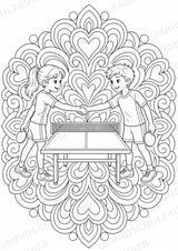 Tischtennis Mandalas Ausmalbilder – Sport – 15 Malvorlagen – Materialseite 16