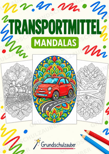 Transportmittel Mandalas Ausmalbilder – Sport – 15 Malvorlagen – Cover