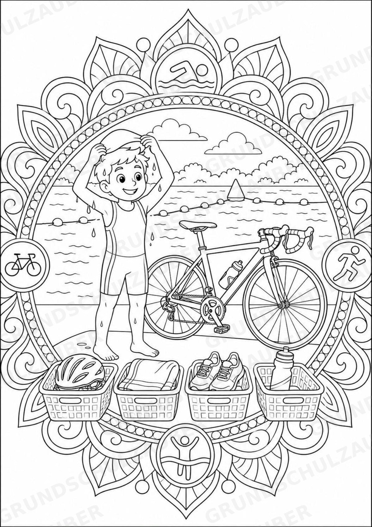 Triathlon Mandalas Ausmalbilder – Sport – 15 Malvorlagen – Materialseite 5