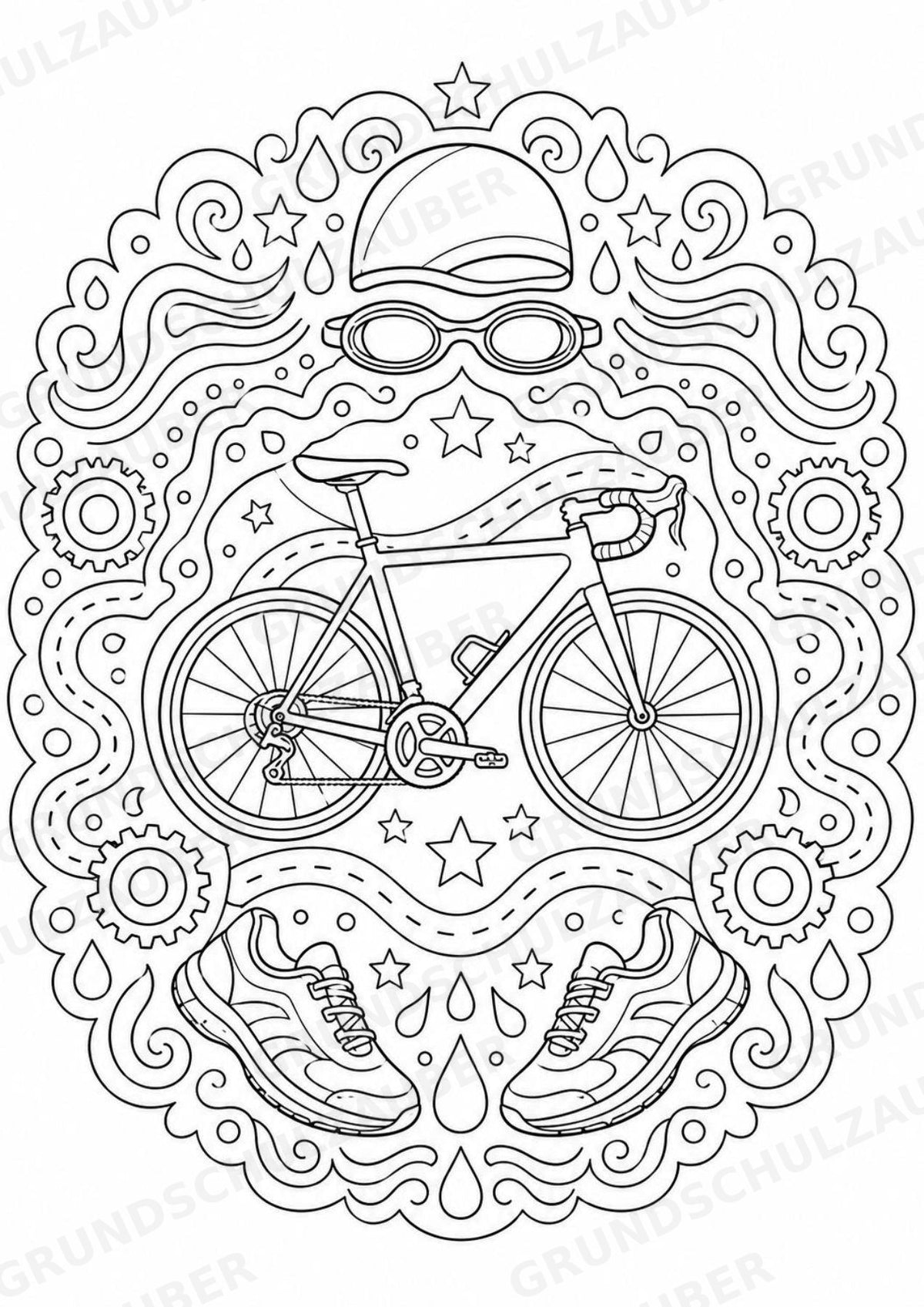 Triathlon Mandalas Ausmalbilder – Sport – 15 Malvorlagen – Materialseite 9
