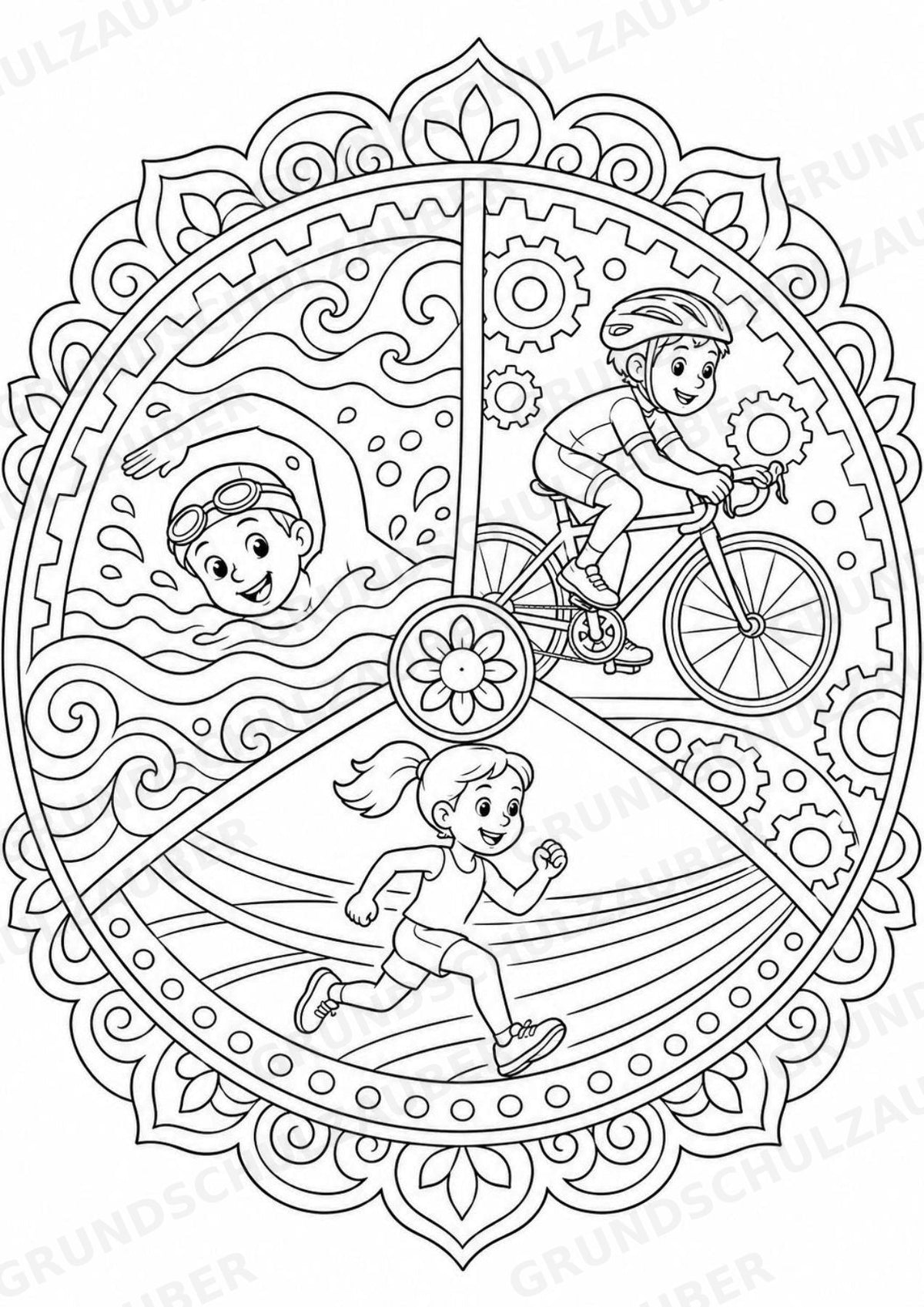 Triathlon Mandalas Ausmalbilder – Sport – 15 Malvorlagen – Materialseite 13