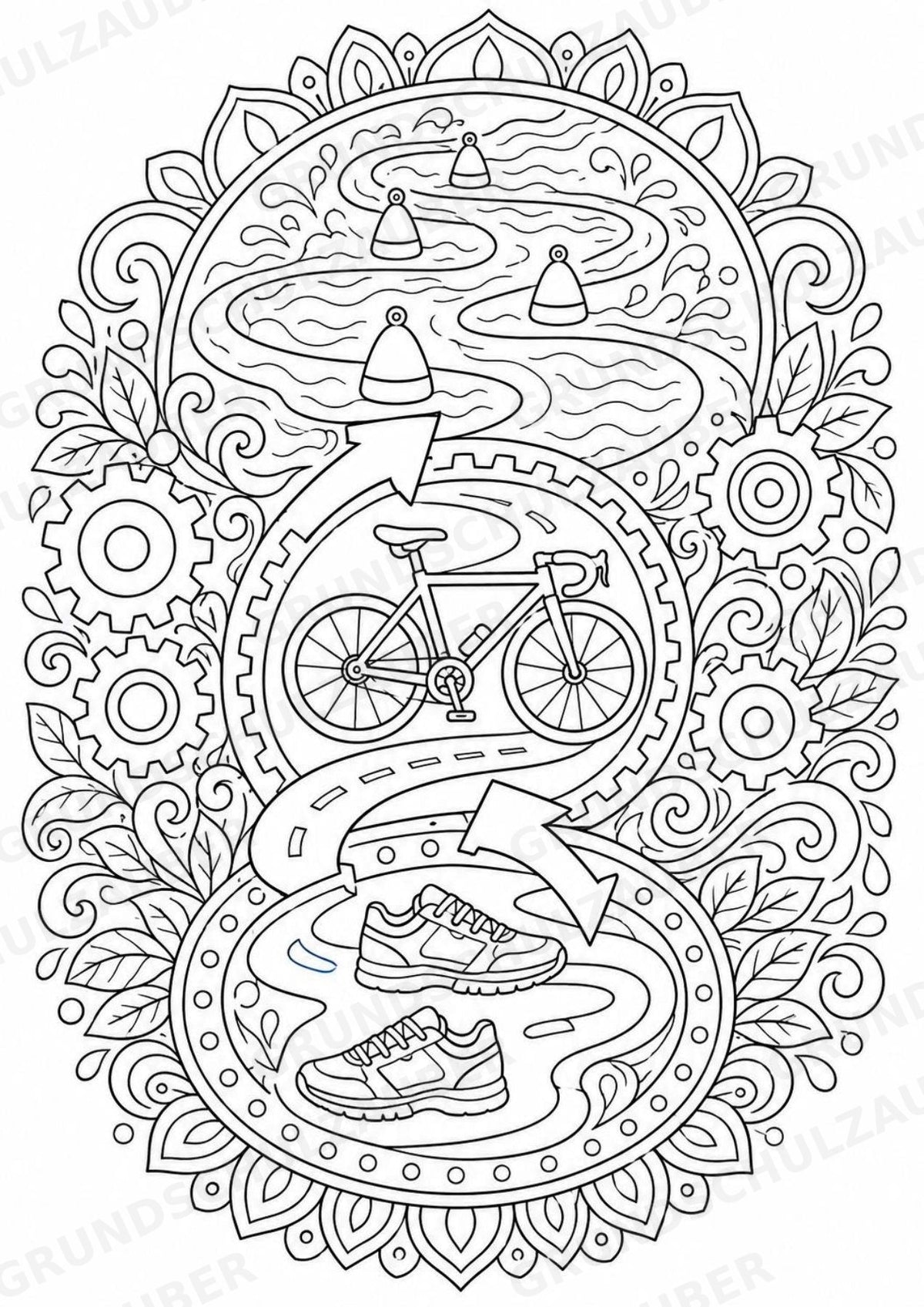 Triathlon Mandalas Ausmalbilder – Sport – 15 Malvorlagen – Materialseite 14