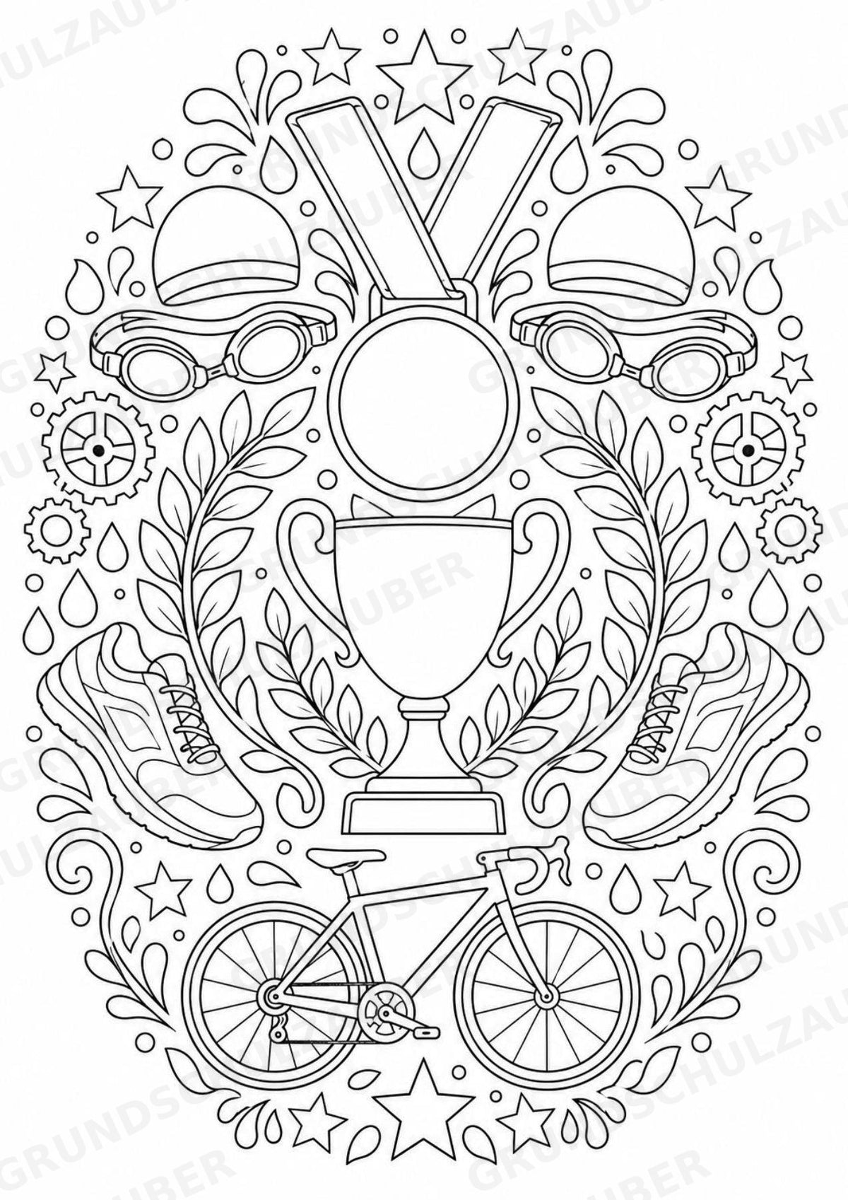 Triathlon Mandalas Ausmalbilder – Sport – 15 Malvorlagen – Materialseite 16