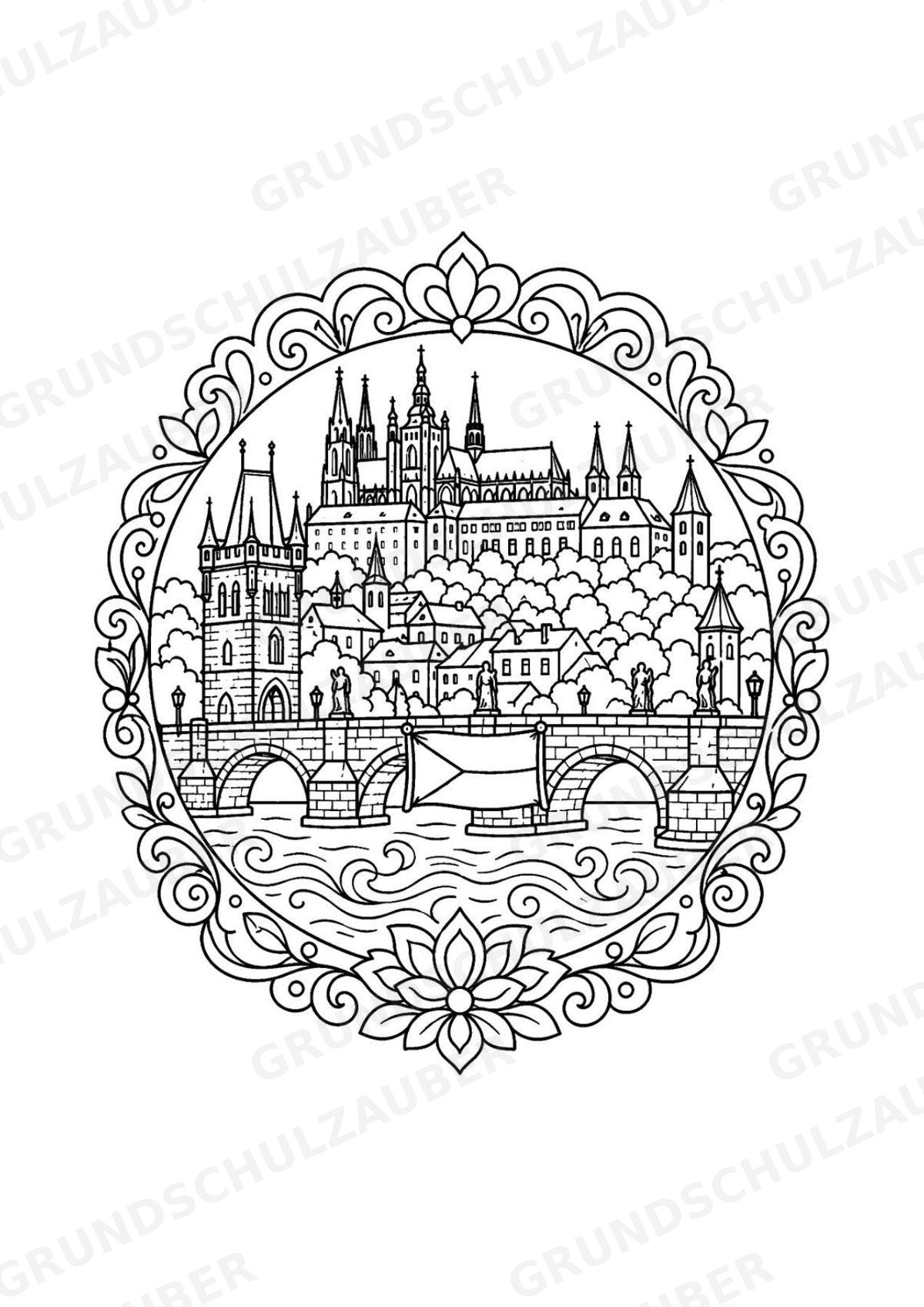 Tschechische Republik Mandalas Ausmalbilder – Länder und Kulturen – 15 Malvorlagen – Materialseite 2