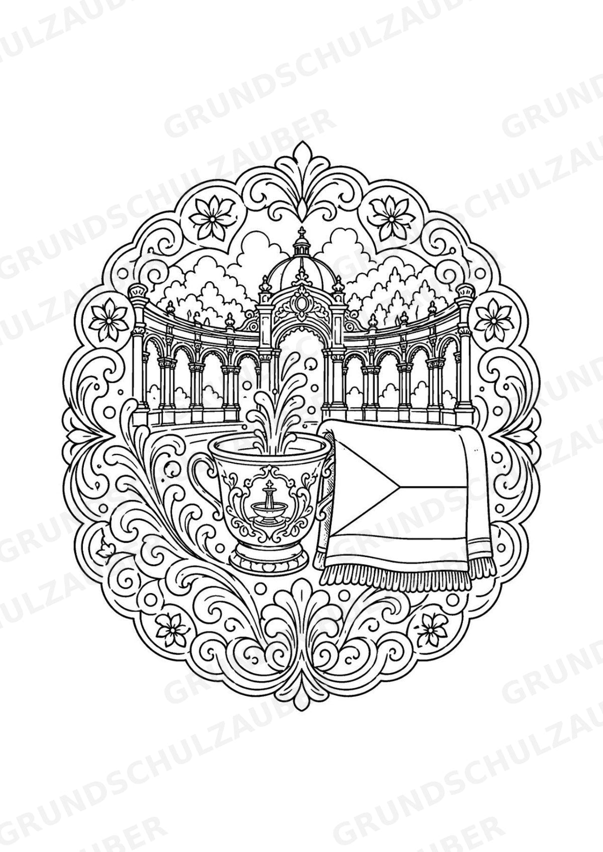 Tschechische Republik Mandalas Ausmalbilder – Länder und Kulturen – 15 Malvorlagen – Materialseite 5