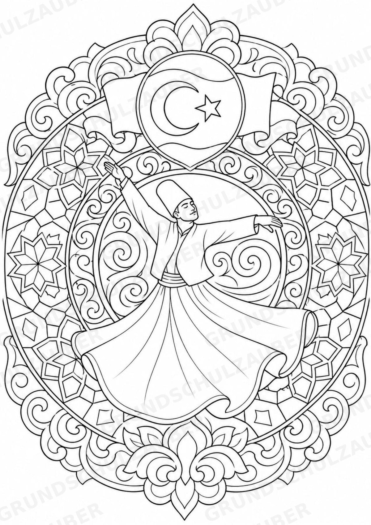 Türkei Mandalas Ausmalbilder – Länder und Kulturen – 15 Malvorlagen – Materialseite 5