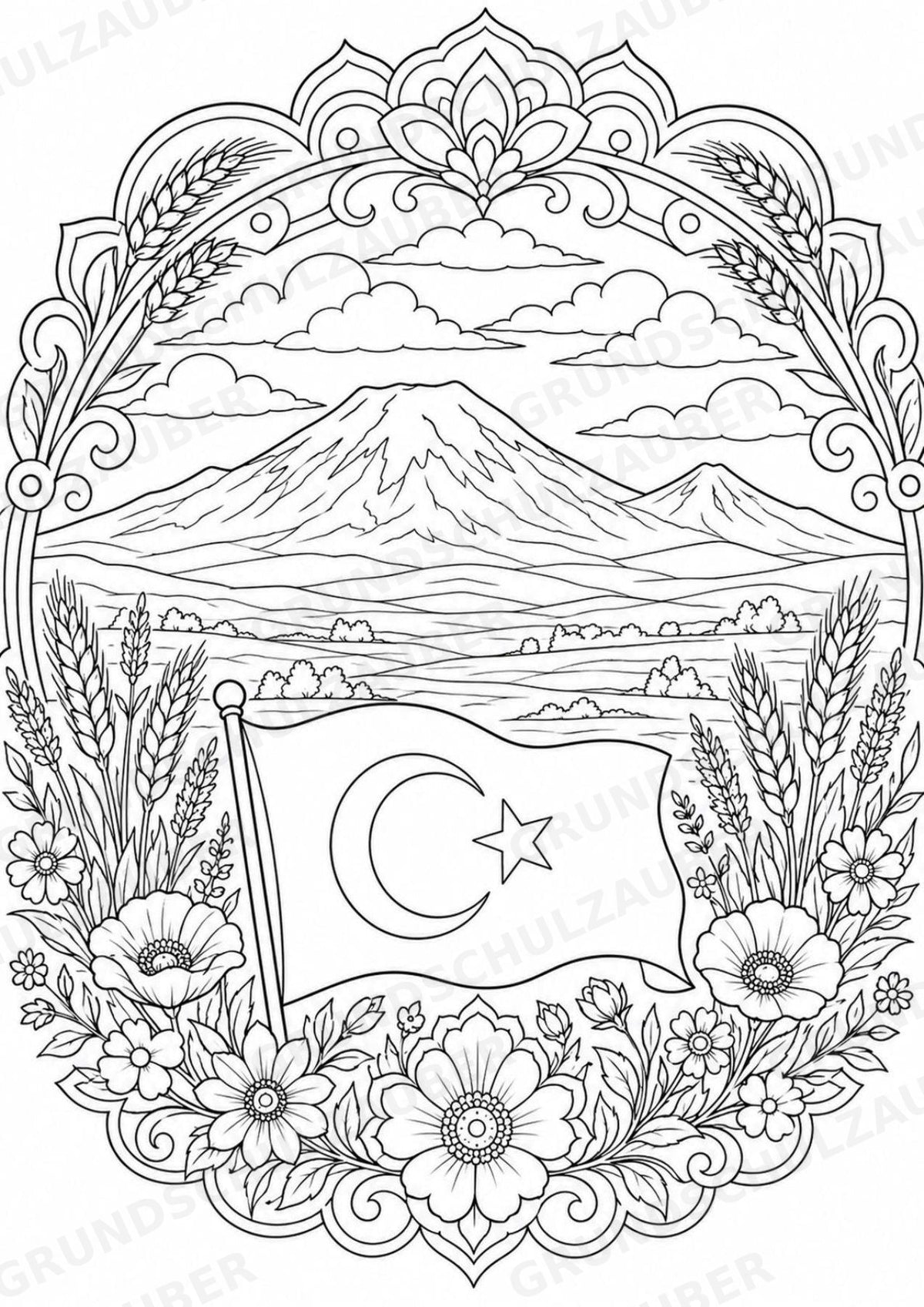 Türkei Mandalas Ausmalbilder – Länder und Kulturen – 15 Malvorlagen – Materialseite 9