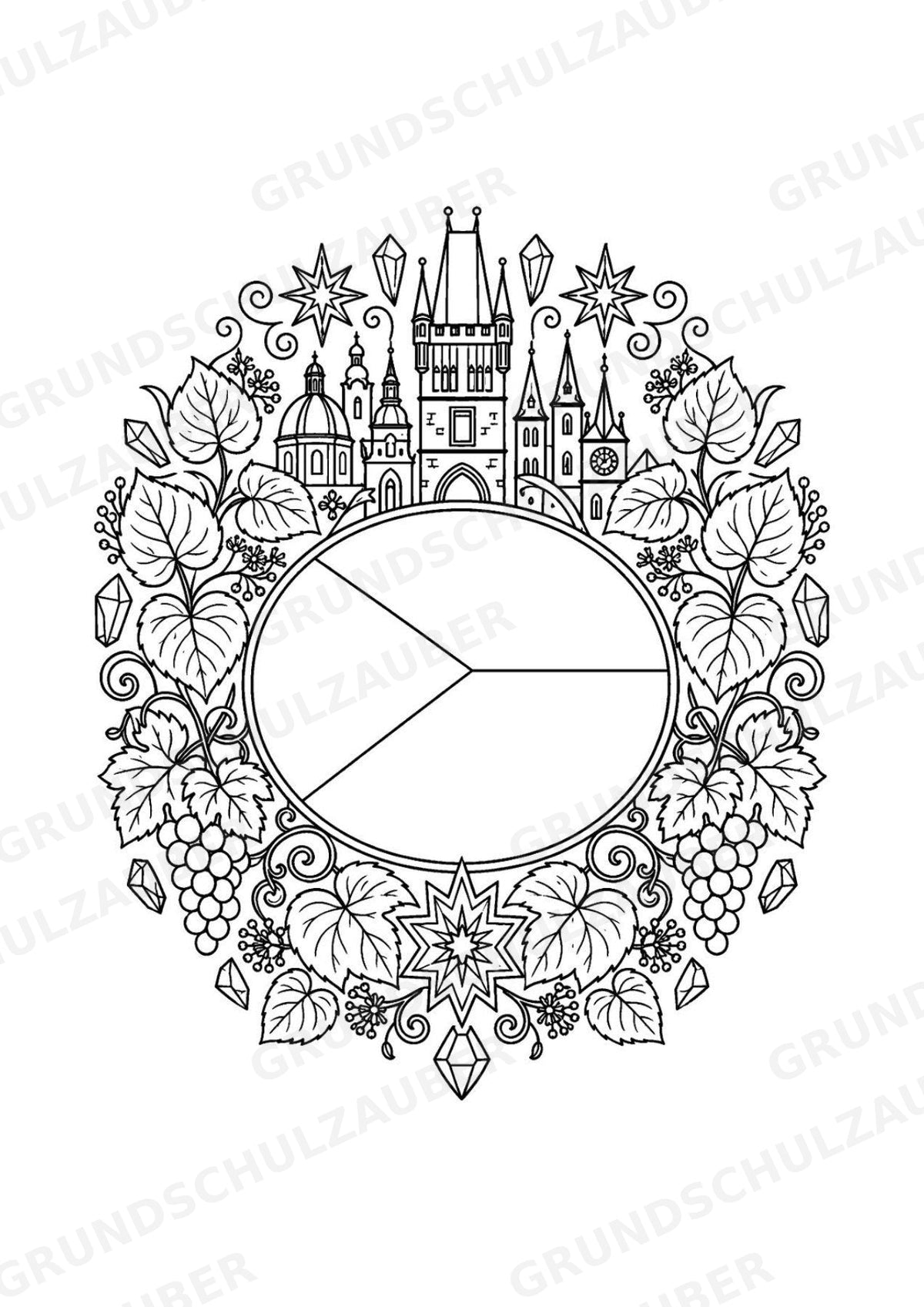 Tschechische Republik Mandalas Ausmalbilder – Länder und Kulturen – 15 Malvorlagen – Materialseite 16