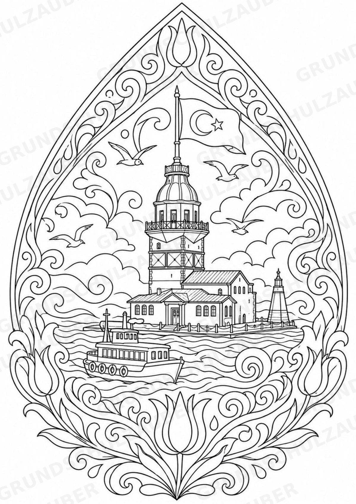 Türkei Mandalas Ausmalbilder – Länder und Kulturen – 15 Malvorlagen – Materialseite 15