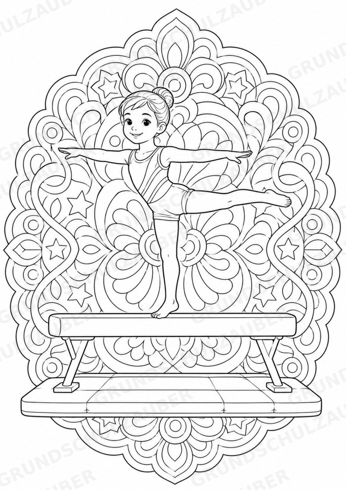 Turnen Mandalas Ausmalbilder – Sport – 15 Malvorlagen – Materialseite 2