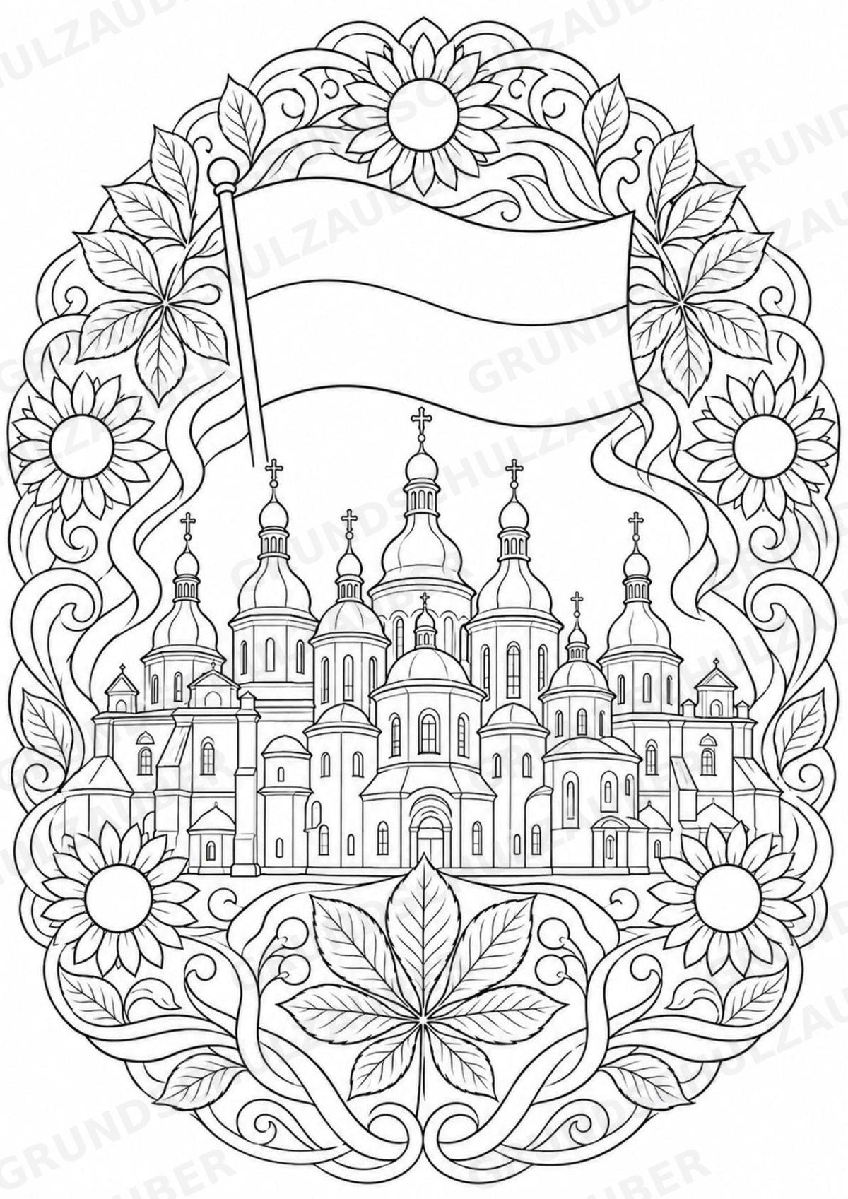 Ukraine Mandalas Ausmalbilder – Länder und Kulturen – 15 Malvorlagen – Materialseite 2